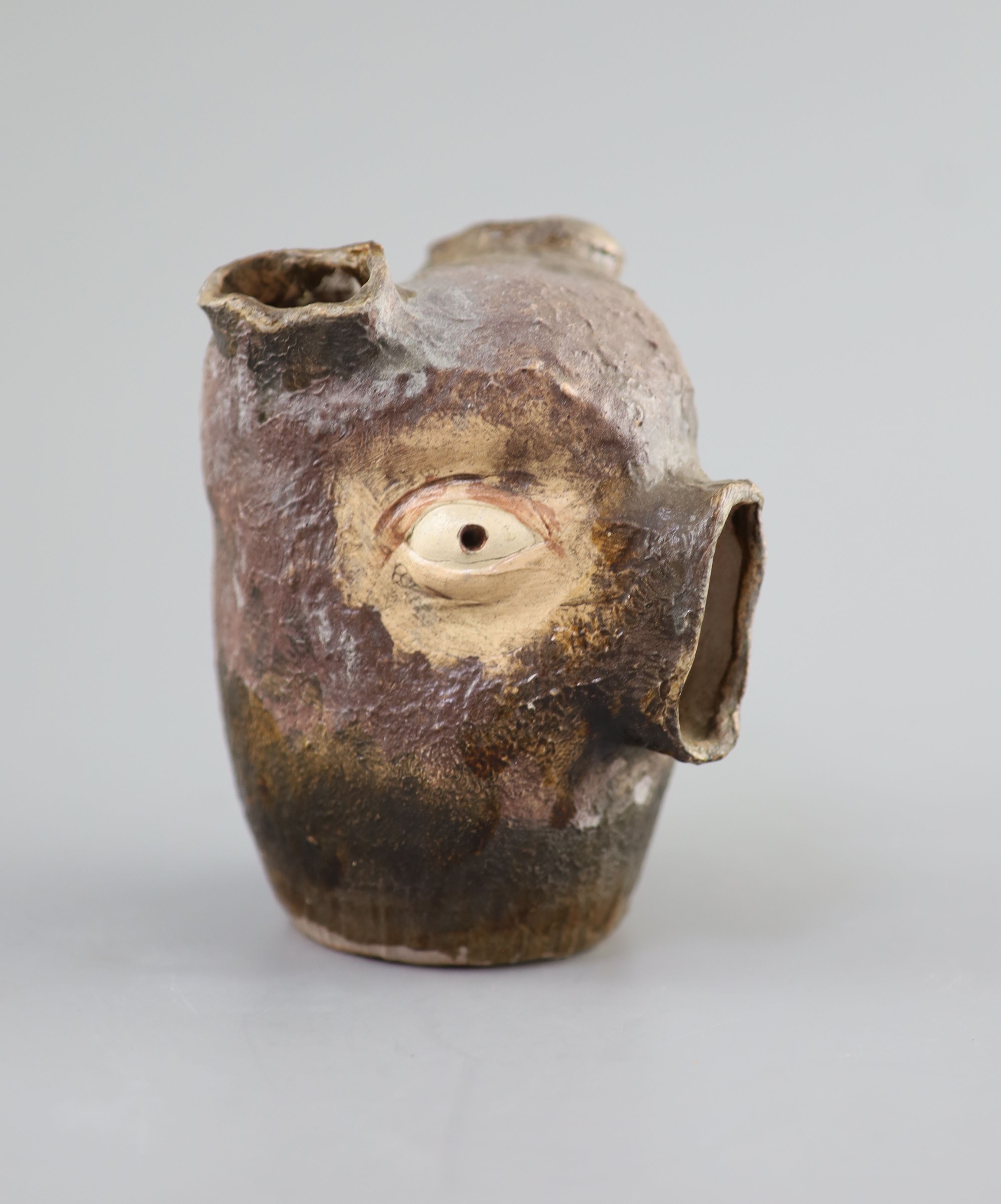 An unusual Martin Bros stoneware grotesque bulb pot, dated 1907, 14cm high